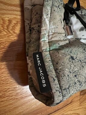 Cream and Green Splatter Tote with Black Handles